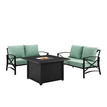 Crosley Kaplan 3 pc Outdoor Metal Conversation Set with Fire Table