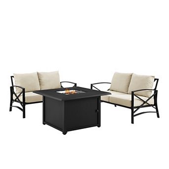 Crosley Kaplan 3 pc Outdoor Metal Conversation Set with Fire Table