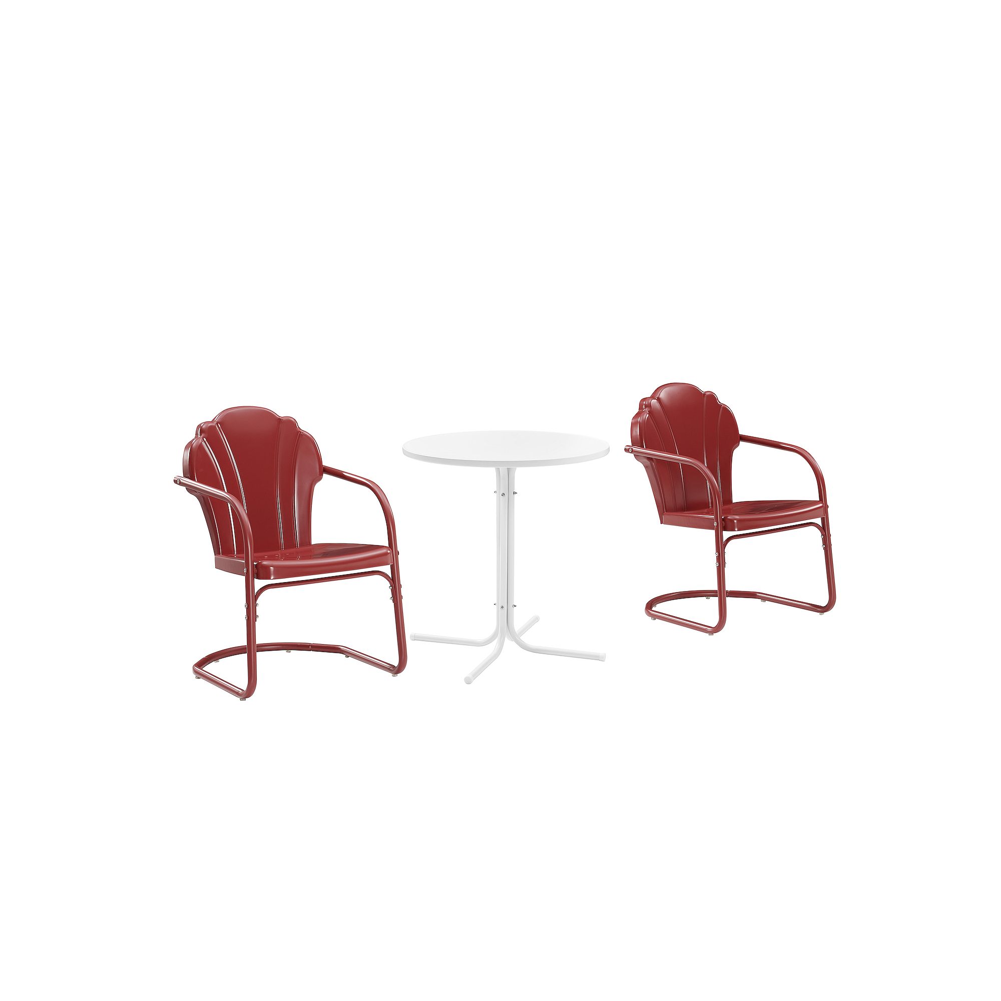 Crosley Tulip 3-Piece Outdoor Metal Bistro Set, Dark Red Satin