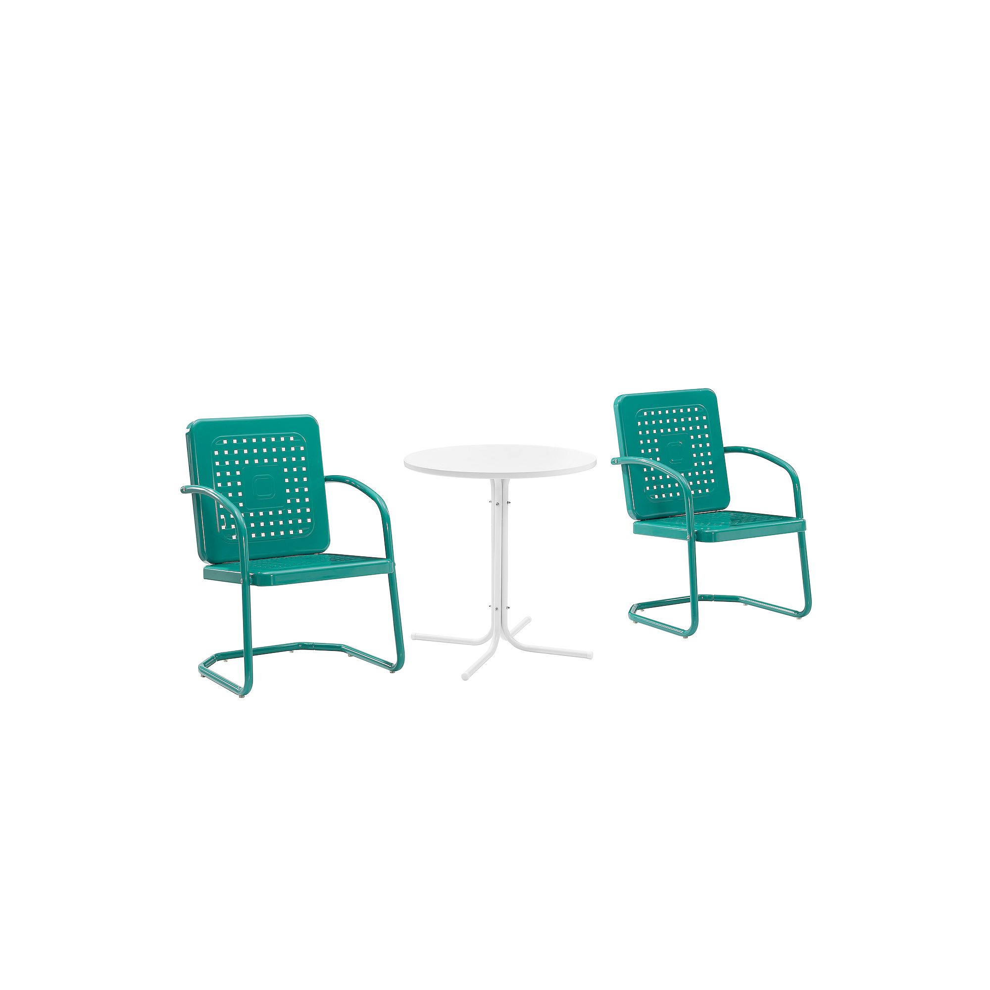 Crosley Bates 3-Piece Outdoor Metal Bistro Set, Turquoise Gloss