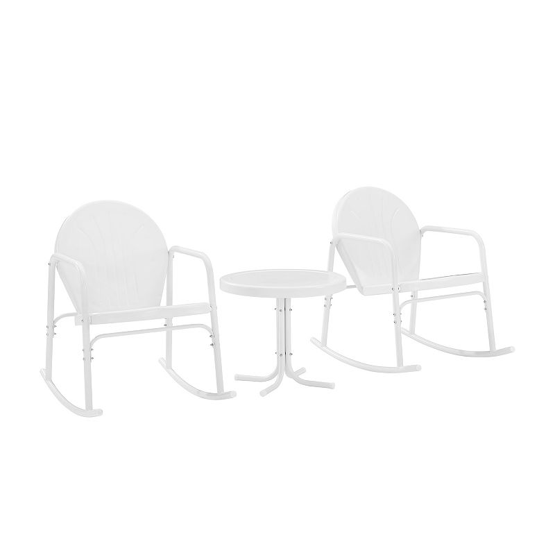Crosley Griffith 3-Piece Outdoor Metal Rocking Chair Set, White