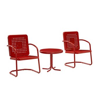 Crosley Bates 3 pc Outdoor Metal Armchair & Table Set