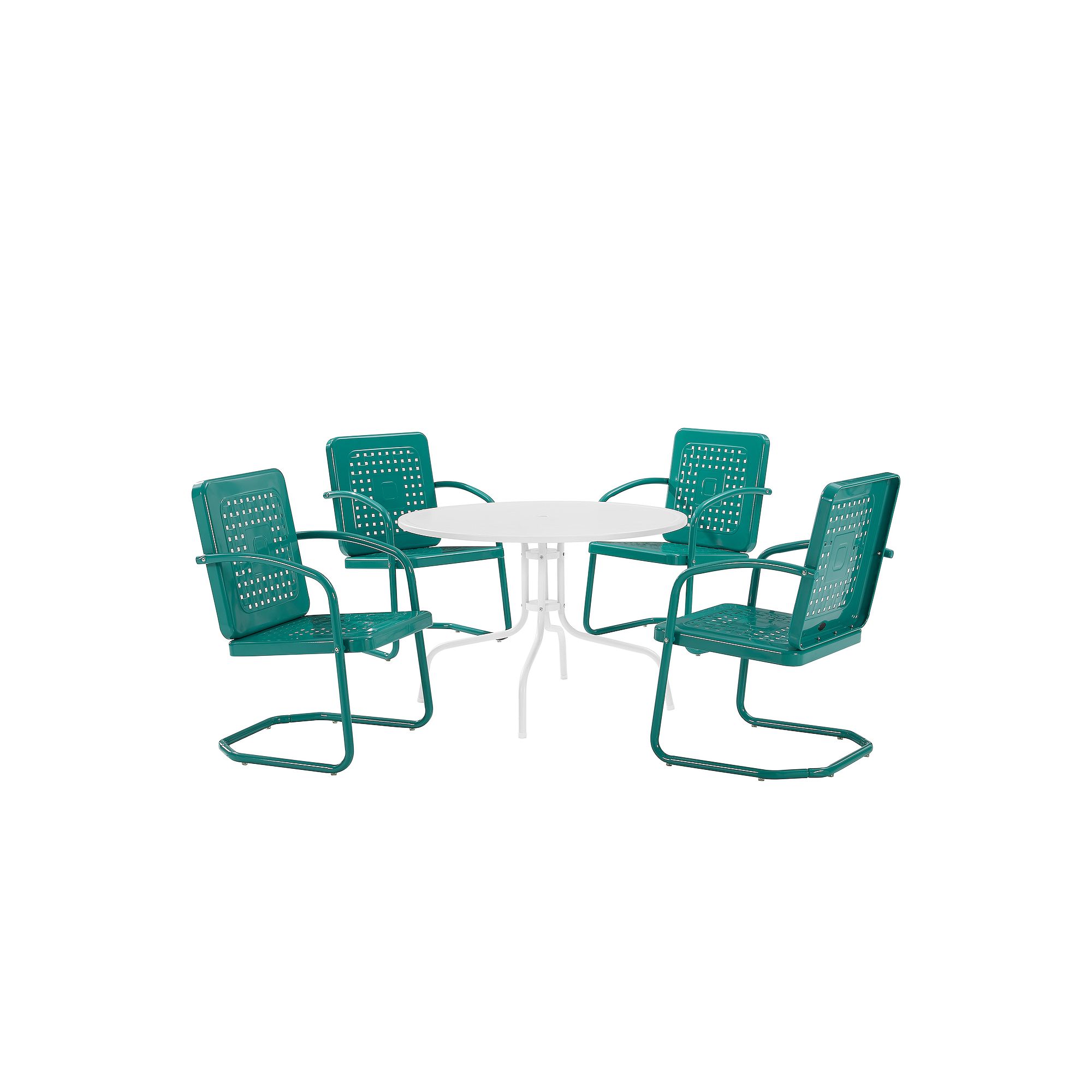 Crosley Bates 5-Piece Outdoor Metal Dining Set, Turquoise Gloss