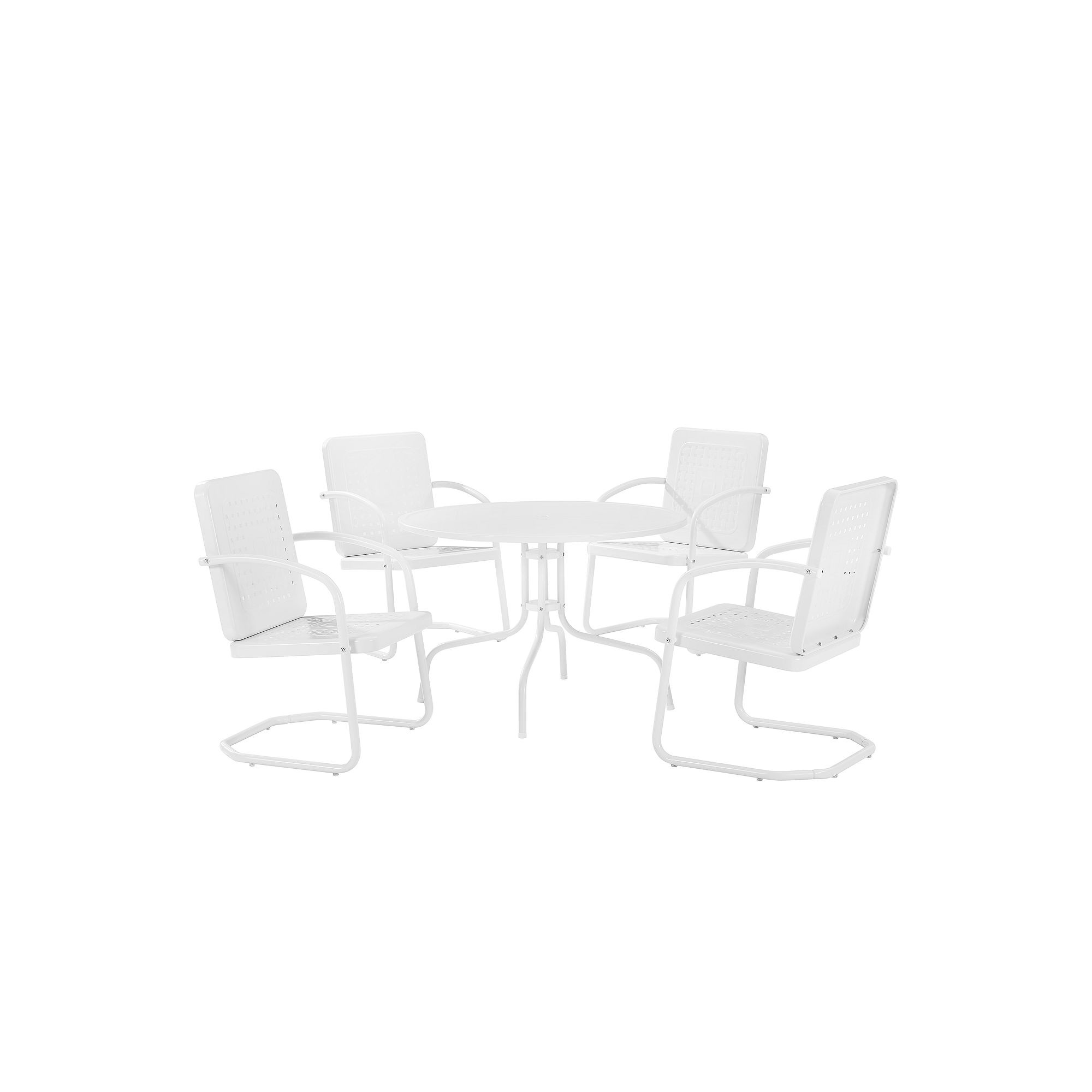 Crosley Bates 5-Piece Outdoor Metal Dining Set, White Gloss