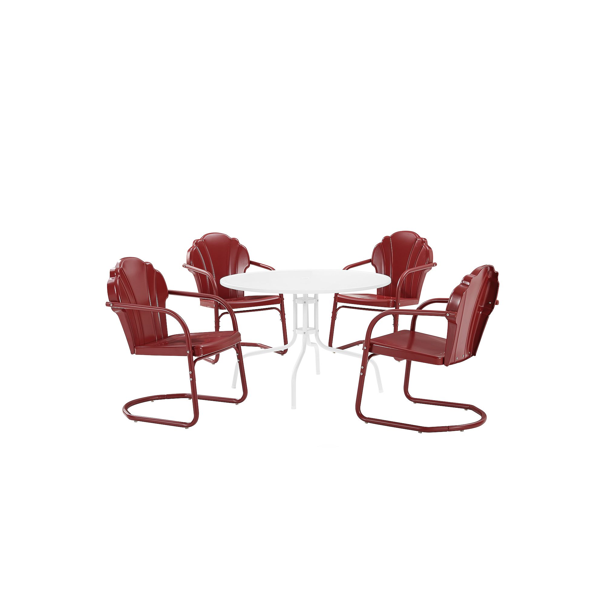 Crosley Tulip 5-Piece Outdoor Metal Dining Set, Dark Red Satin