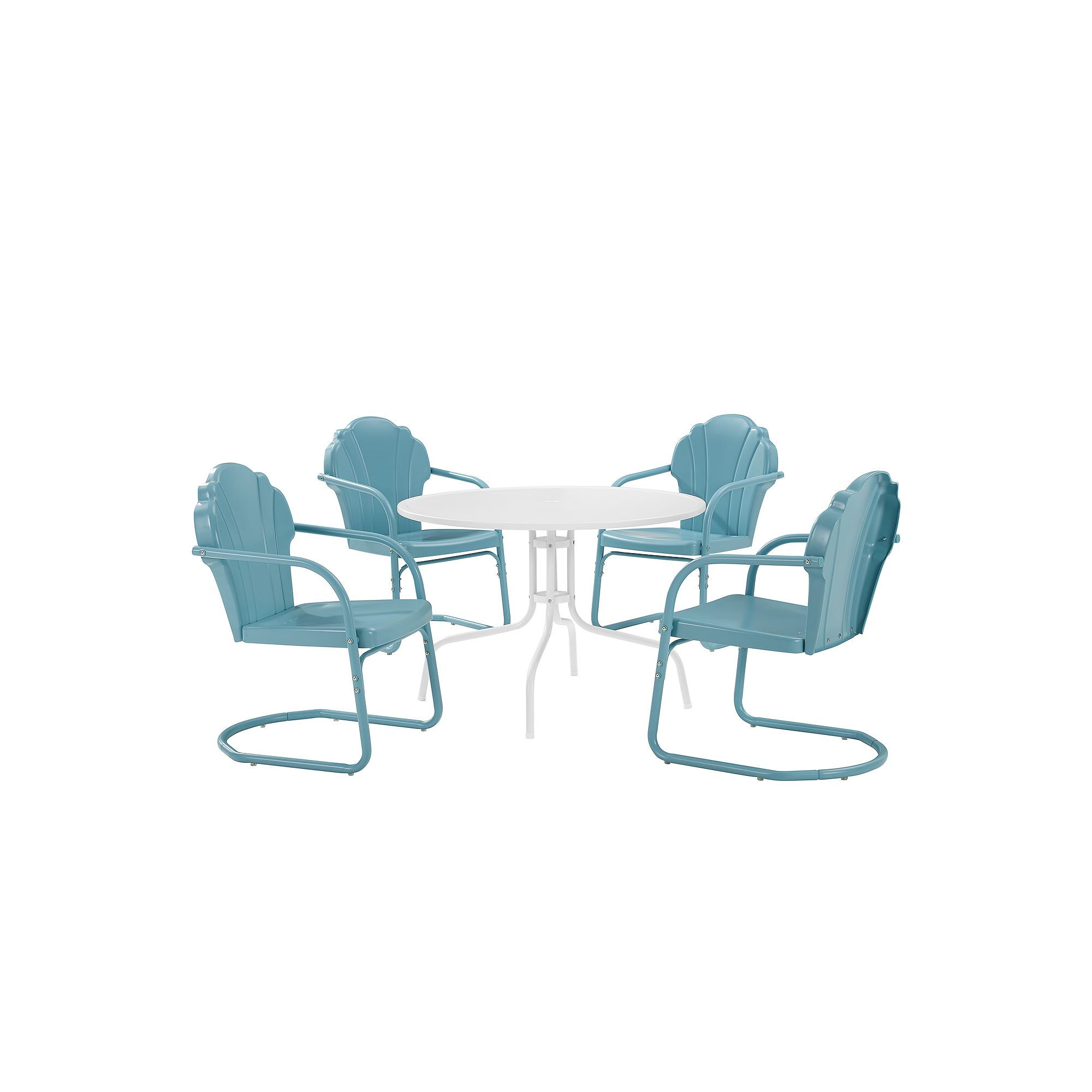 Crosley Tulip 5-Piece Outdoor Metal Dining Set, Pastel Blue Satin