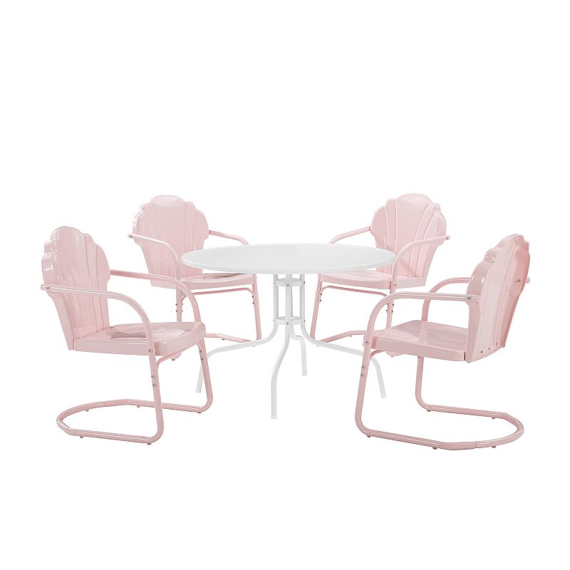 Crosley Tulip 5-Piece Outdoor Metal Dining Set, Pink