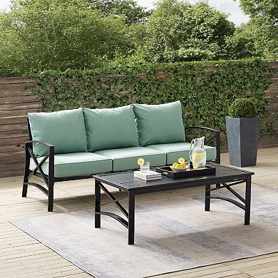 Crosley Kaplan 2-Piece Outdoor Metal Sofa & Coffee Table Set