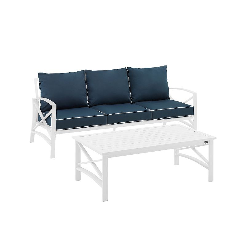 Crosley Kaplan 2-Piece Outdoor Metal Sofa & Coffee Table Set, Blue