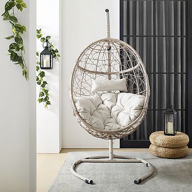 Crosley Cleo Indoor/Outdoor Hanging Wicker Egg Chair