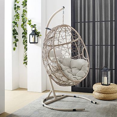 Crosley Cleo Indoor/Outdoor Hanging Wicker Egg Chair