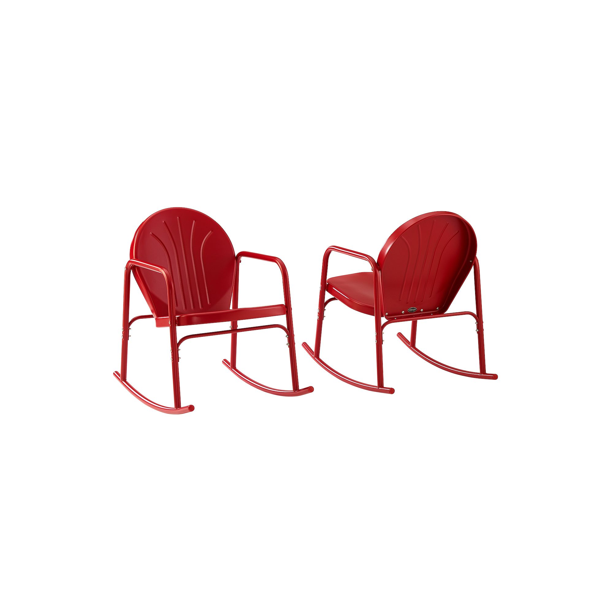 Crosley Griffith Outdoor 2-Piece Metal Rocking Chair Set, Bright Red Gloss