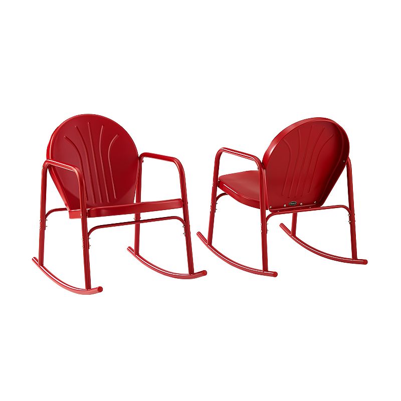 Crosley Griffith Outdoor 2-Piece Metal Rocking Chair Set, Red