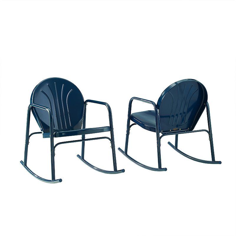 Crosley Griffith Outdoor 2-Piece Metal Rocking Chair Set, Blue