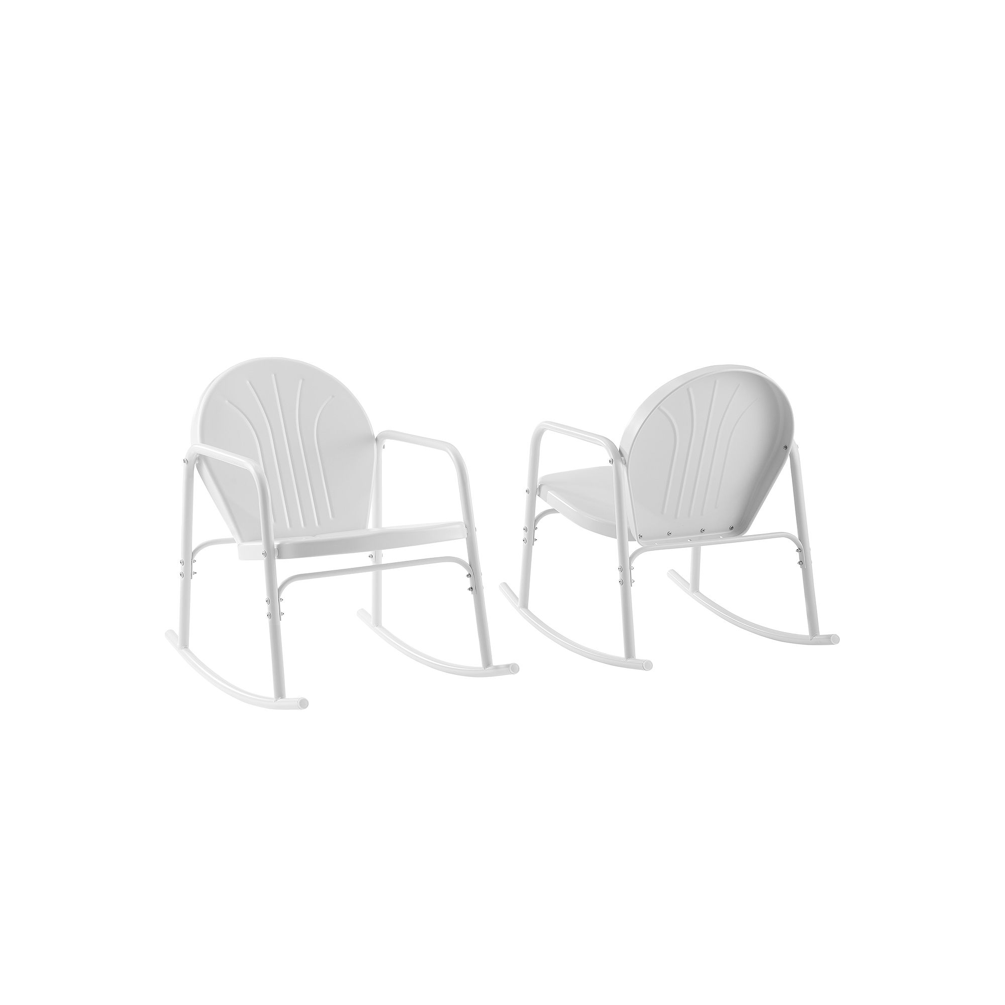 Crosley Griffith Outdoor 2-Piece Metal Rocking Chair Set, White Gloss