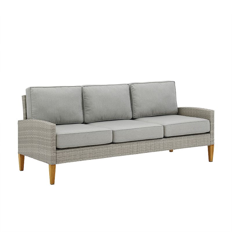Crosley Capella Outdoor Wicker Sofa, Grey