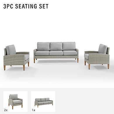 Crosley Capella Outdoor 3-Piece Wicker Sofa Set