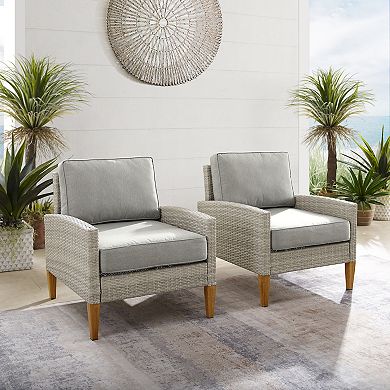 Crosley Capella Outdoor 2-Piece Wicker Chair Set