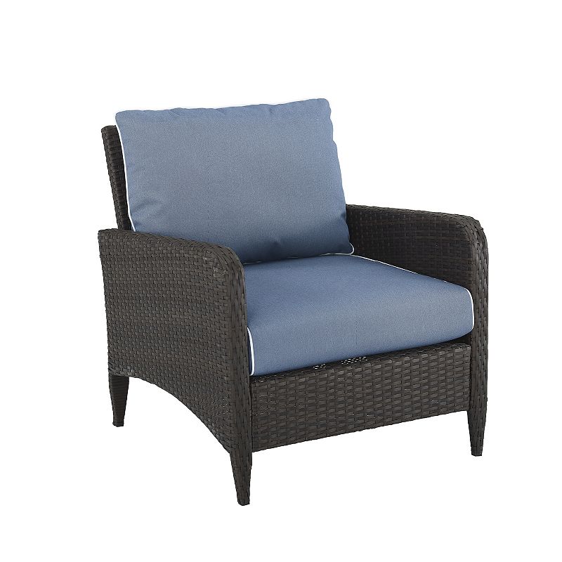 Crosley Kiawah Outdoor Wicker Armchair, Blue