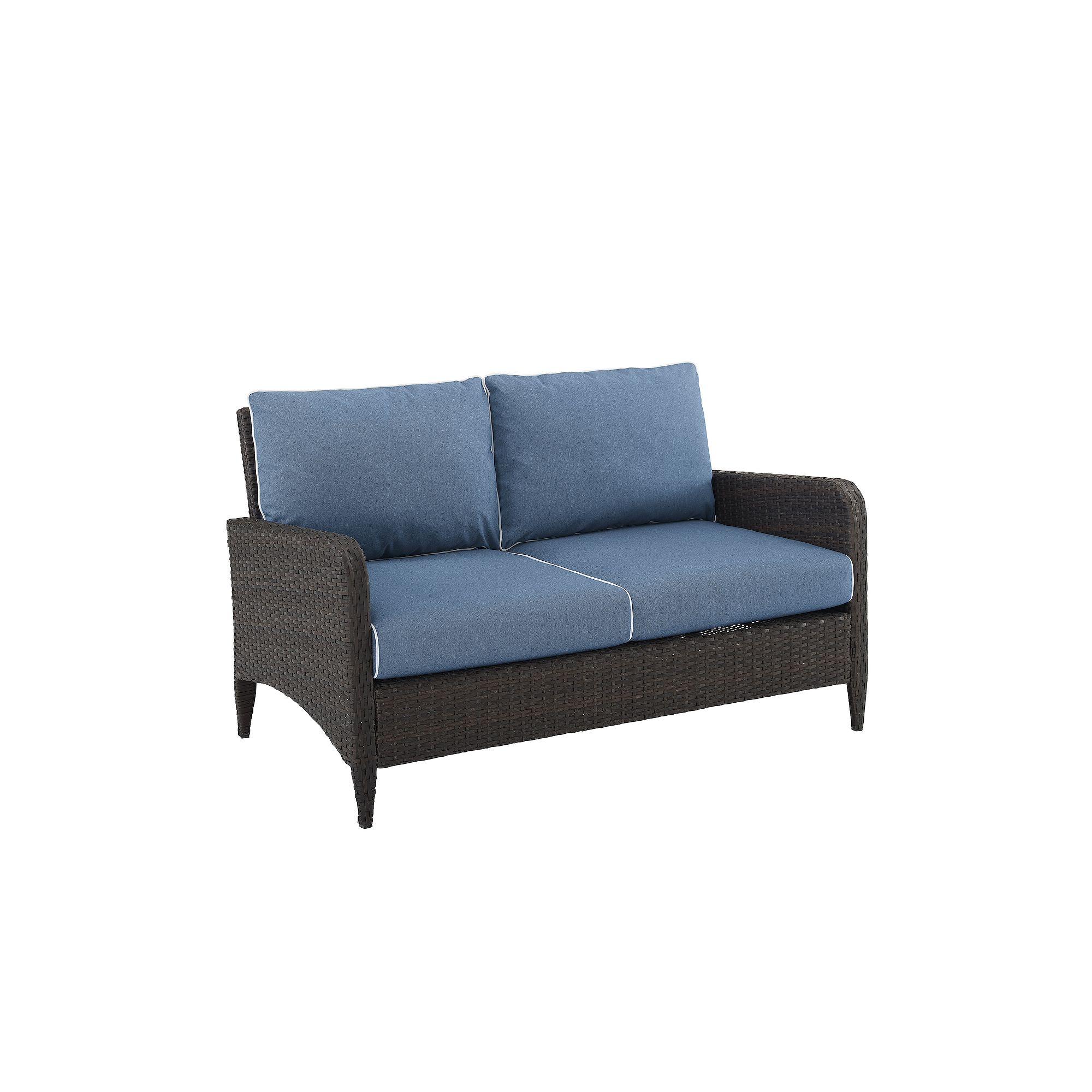 Crosley Kiawah Outdoor Wicker Loveseat, Blue