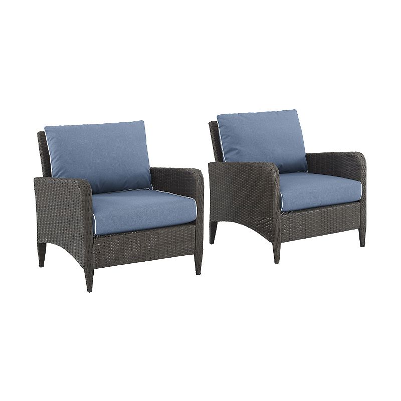 Crosley Kiawah 2-Piece Outdoor Wicker Chair Set, Blue