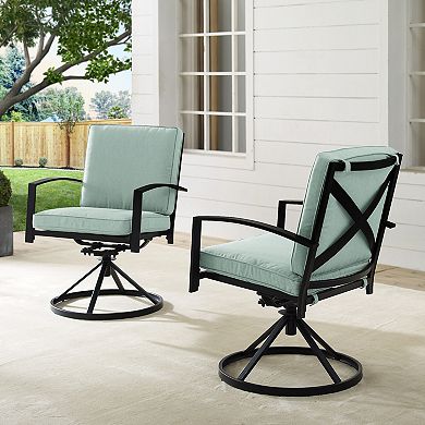 Crosley Kaplan Outdoor 2-Piece Metal Swivel Dining Chair Set