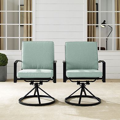 Crosley Kaplan Outdoor 2-Piece Metal Swivel Dining Chair Set