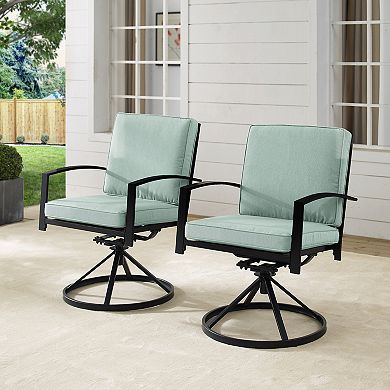Crosley Kaplan Outdoor 2-Piece Metal Swivel Dining Chair Set