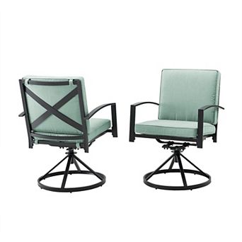 Crosley Kaplan Outdoor 2 pc Metal Swivel Dining Chair Set