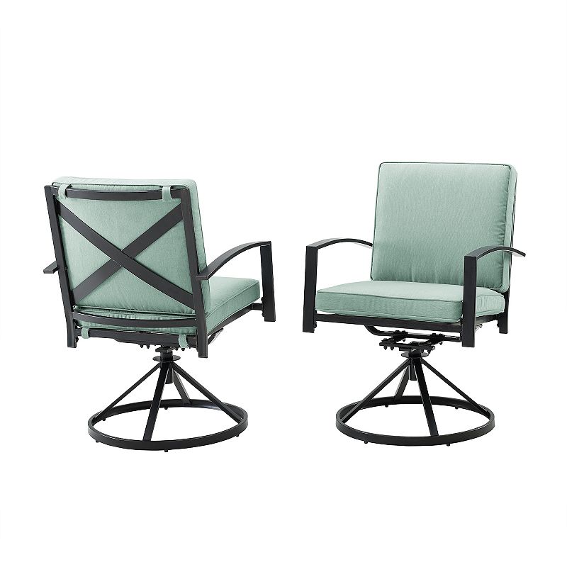 Crosley Kaplan Outdoor 2-Piece Metal Swivel Dining Chair Set, Green