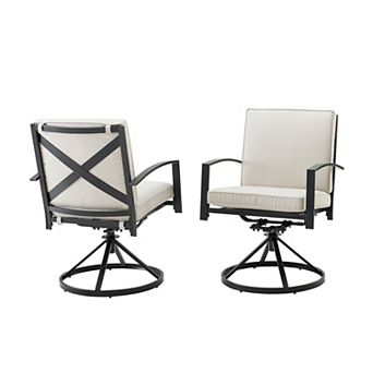 Crosley Kaplan Outdoor 2 pc Metal Swivel Dining Chair Set