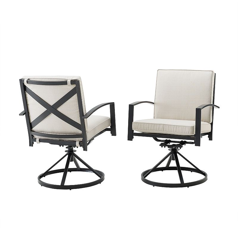 Crosley Kaplan Outdoor 2-Piece Metal Swivel Dining Chair Set, Beig/Green