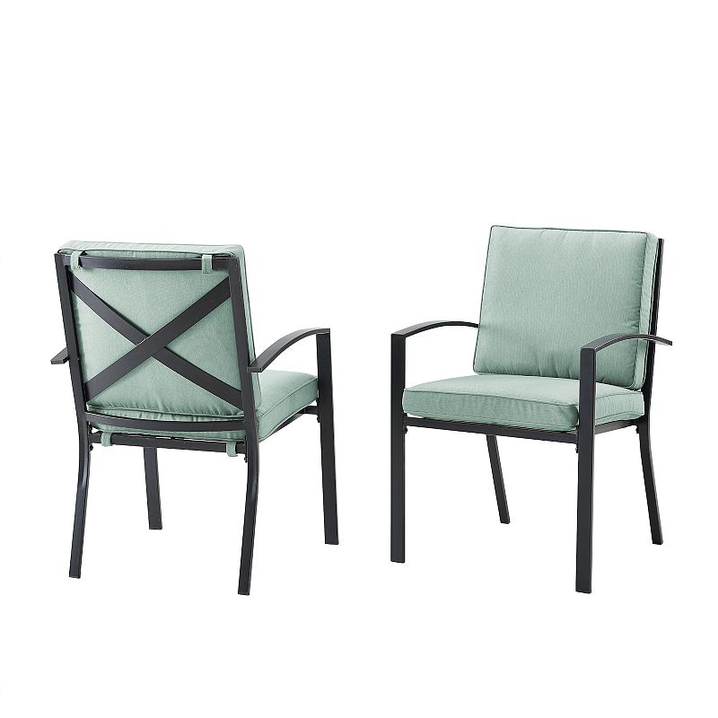 Crosley Kaplan Outdoor 2-Piece Metal Dining Chair Set, Green