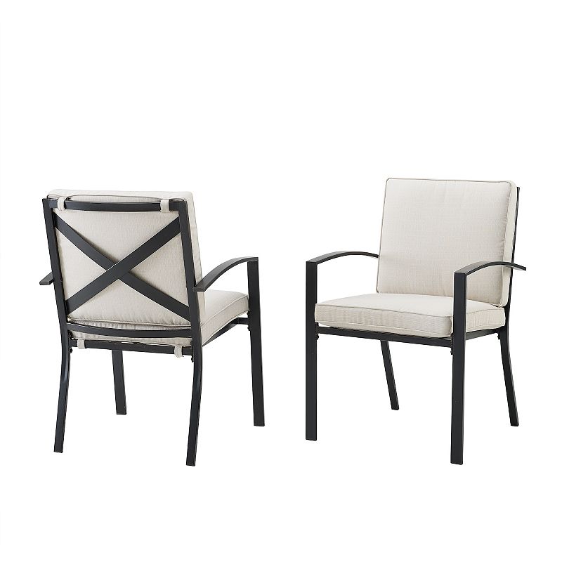Crosley Kaplan Outdoor 2-Piece Metal Dining Chair Set, Beig/Green
