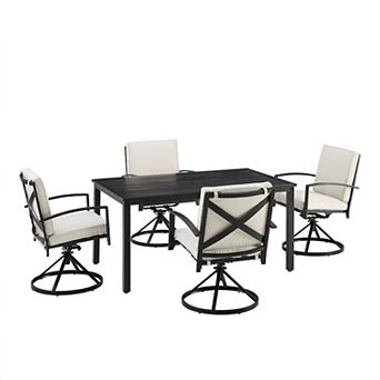 Crosley Kaplan 5 pc Swivel Chair Outdoor Metal Dining Set