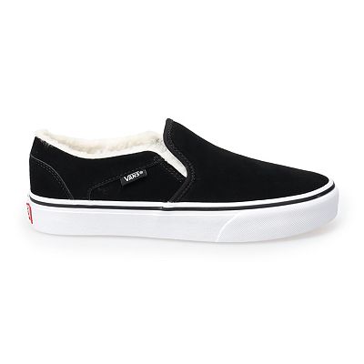 Vans Asher shoes slip on asphalt black suede Sherpa fur lined men size 7 1/2 7.5 Vans Asher Low Canvas Slip On Skating Shoes Men main image 3