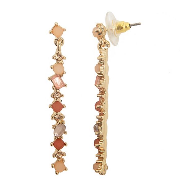 Gold linear deals drop earrings