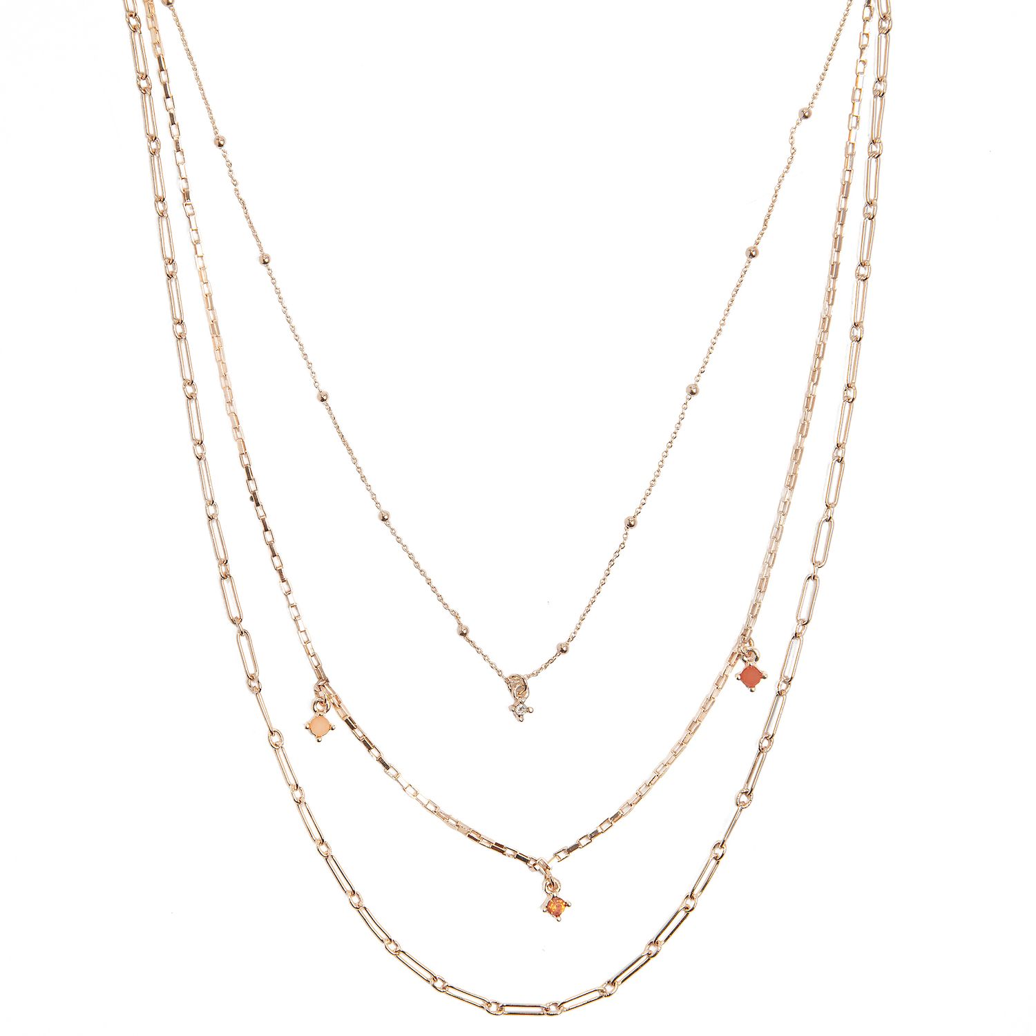 Image for LC Lauren Conrad 3-Row Multi Chains & Simulated Stones Layered Necklace at Kohl's.
