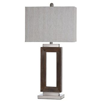 Moulded Hollow Rectangle Table Lamp with Brushed Steel Accents