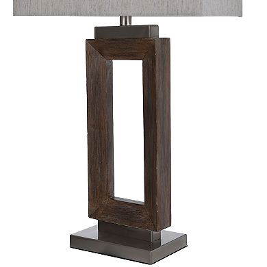 Moulded Hollow Rectangle Table Lamp with Brushed Steel Accents
