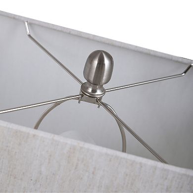 Moulded Hollow Rectangle Table Lamp with Brushed Steel Accents