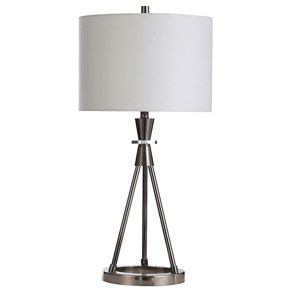 Round Black Nickel Metal Table Lamp, Lamp Shades Glenview Il