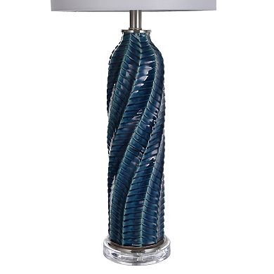 Cylindrical Table Lamp with Diagonal Texture & Acrylic Base