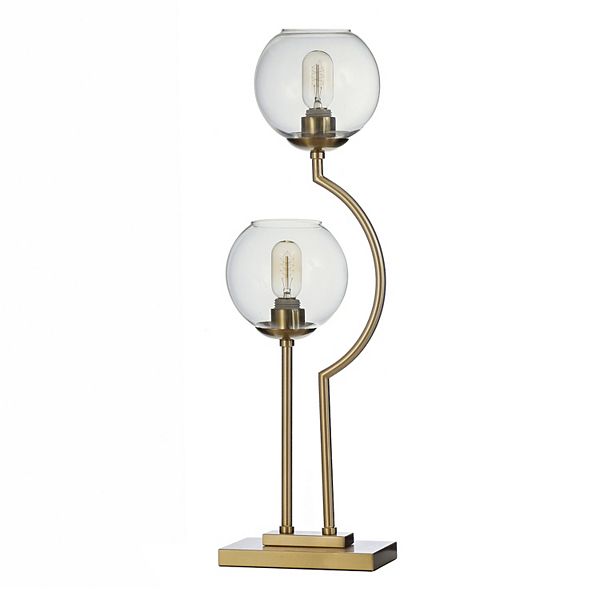 StyleCraft Ashington 25.5 in. Steel Brass Poles with Clear Glass Globe Up-Light Desk Lamp