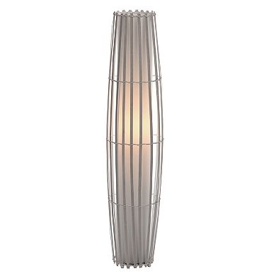 Tall White Fabric Inside Shade with Rattan Outer Shade Uplight