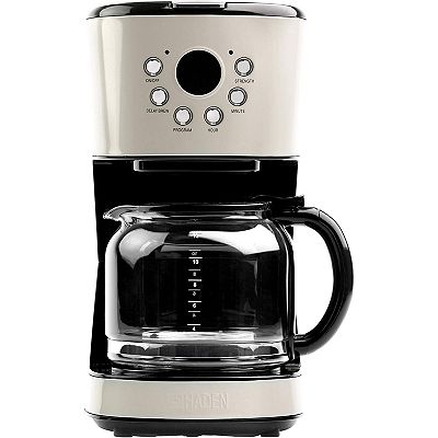 Haden Retro Style 12 Cup Programmable Home Coffee Maker Machine w Carafe Putty