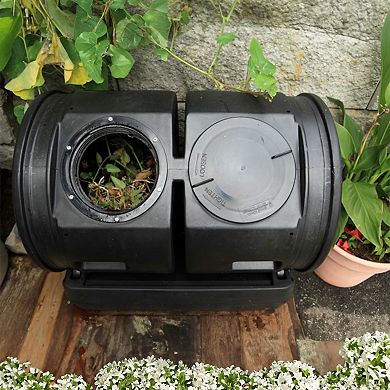 Good Ideas Compost Wizard Jr Outdoor Garden Compost Bin Container, Black