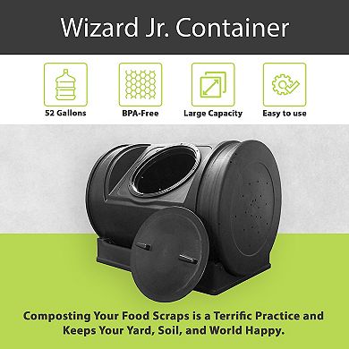 Good Ideas Compost Wizard Jr Outdoor Garden Compost Bin Container, Black