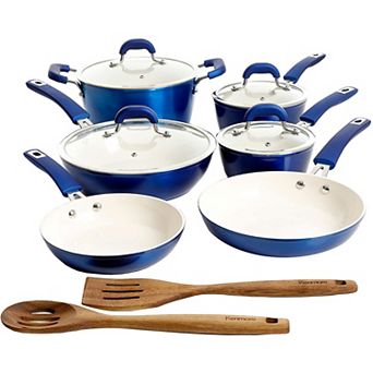 Kenmore Arlington 12 pc Nonstick Ceramic Cookware and Accessory Set, Blue