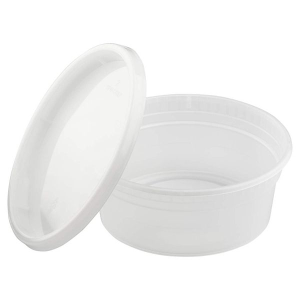 Karat 8 Ounce Reusable Polypropylene Deli Containers with Lids (Pack of